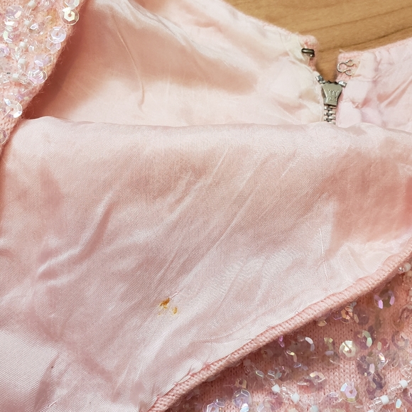 Pink sequin wool blend sleeveless blouse - Picture 3 of 7